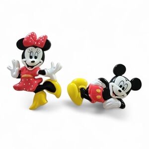 Vintage 1995 Walt Disney Mickey Minnie Mouse Magnet Set 3.5" Vinyl‎